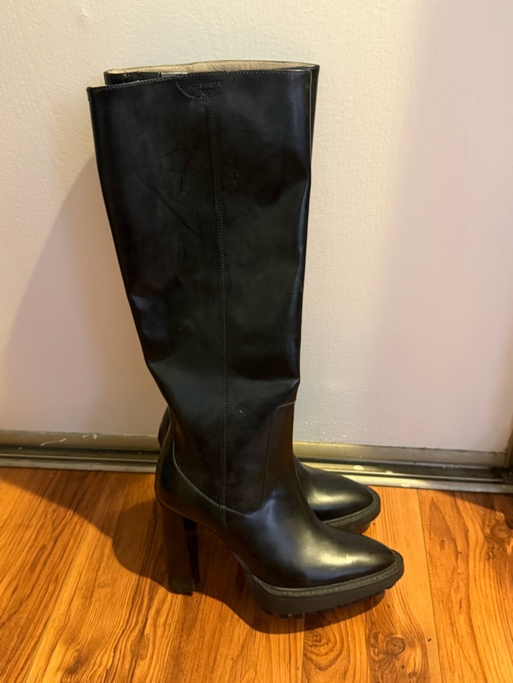 AllSaints Black Harlem Tall Platform Heel Boots